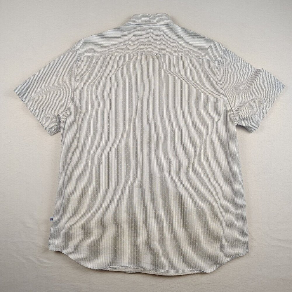 Denim & Flower White Pinstriped Slim Fit Shirt Ricky Singh Mens Large - Picture 2 of 8